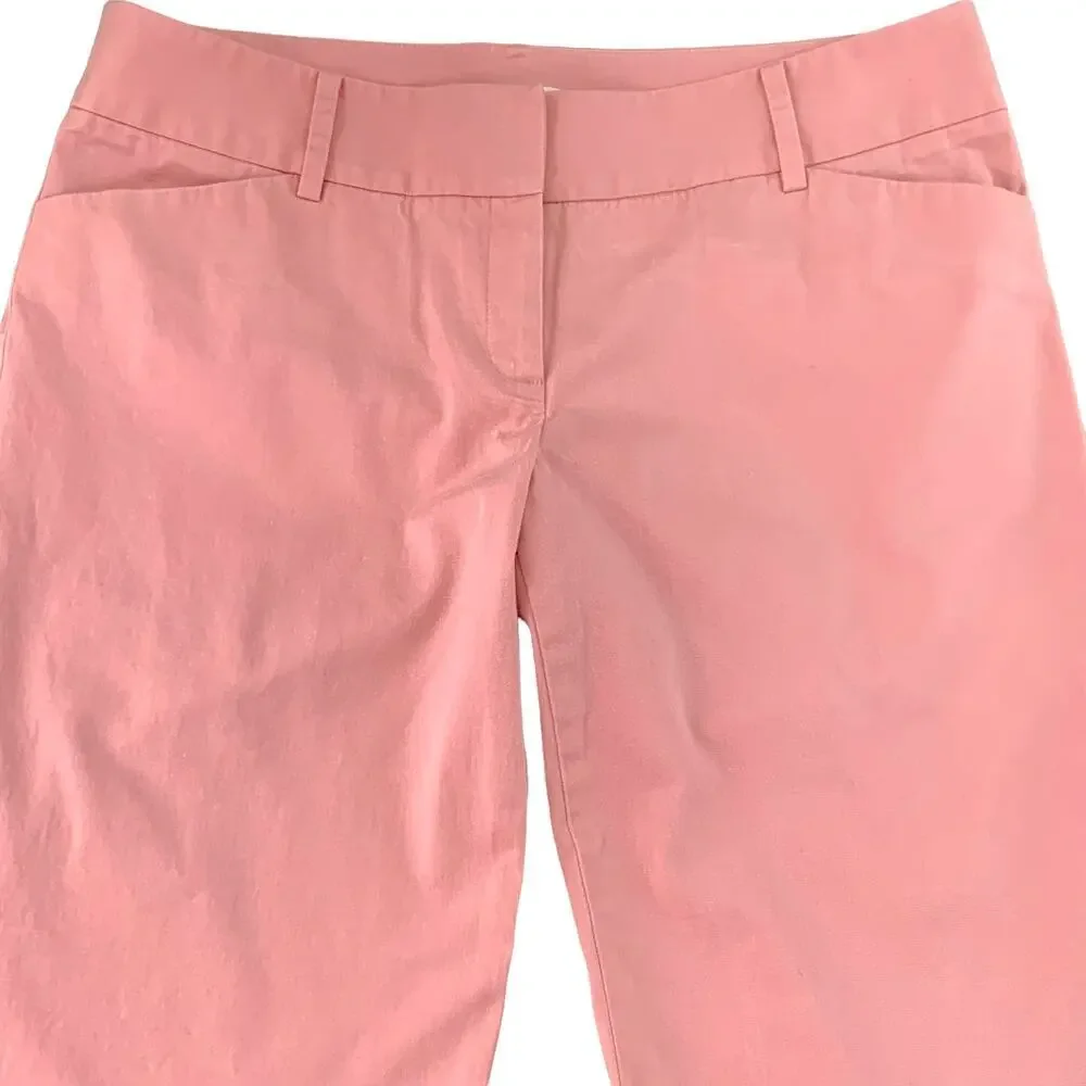 Halogen Cropped Capri Pants Wide Leg Womens 8 Peach Stretchy Mid Rise Cuff Hem - Picture 3 of 12